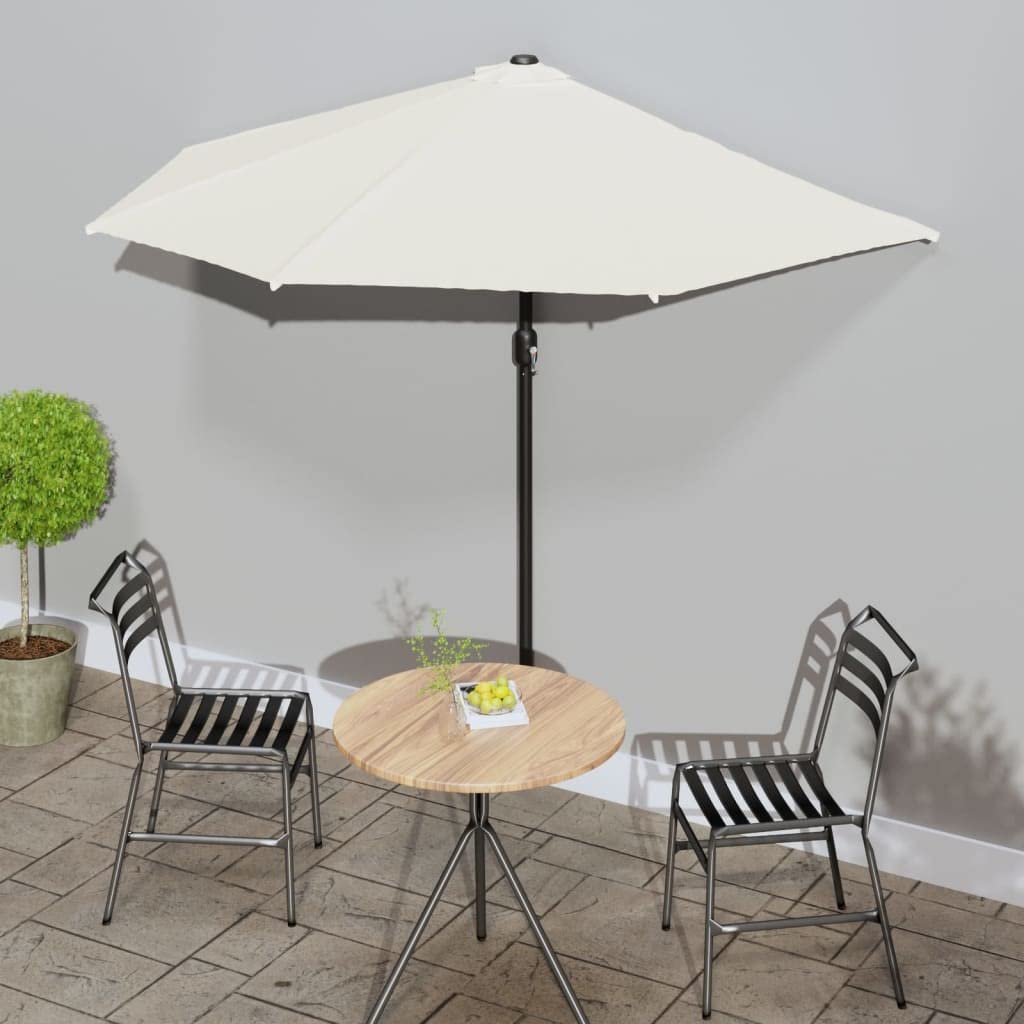Ombrellone da balcone semicircolare, ombrellone per balcone e terrazzo, con manovella, semiombrellone con palo in alluminio e 5 stecche in acciaio, 300 x 155 x 223 cm, bordeaux