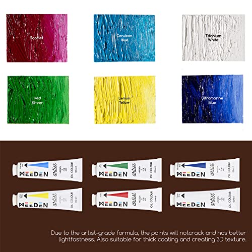 Image of MEEDEN Oil Painting Set with French Easel, Paint Kit with Easel,7x100ml /3.38oz Paint, Paintbrushes,Canvas & Oil Painting Supplies for Adults &Artists