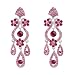 EVER FAITH Bridal Silver-Tone Flower Vase Chandelier Pierced Dangle Earrings Austrian Crystal Pink