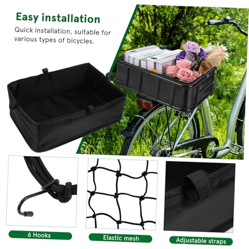 ibasenice Fahrradkorb Liner Mit Netzbeutel Schwarz GroßEs FassungsvermöGen Aus Oxford Stoff Und Schwamm FüR Sichere Aufbewahrung Und Schnelle Installation