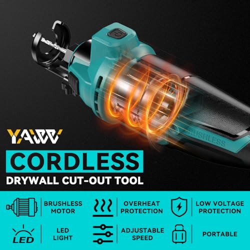Image of Cordless Drywall Cut-Out Tool for Makita 18V Battery, 3 Speed Adjustable Brushless Rotary Saw with Up to 30000 RPM, Compact Spiral Saw Kit for Cutting Wood Drywall,Sheetrock,Wood, (Bare Tool Only)