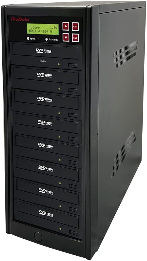 1 to 7 24X Burner M-Disc Support CD DVD Duplicator - Standalone Copier Duplication Tower PIO-S7T-DVD-BK