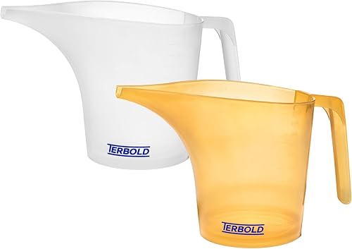 Miniatura 3 de Jarra graduada de plástico de 5 litros (1 galón) para medir y mezclar (paquete de 3) + boquilla de embudo de 1 litro para garaje, jardinería y