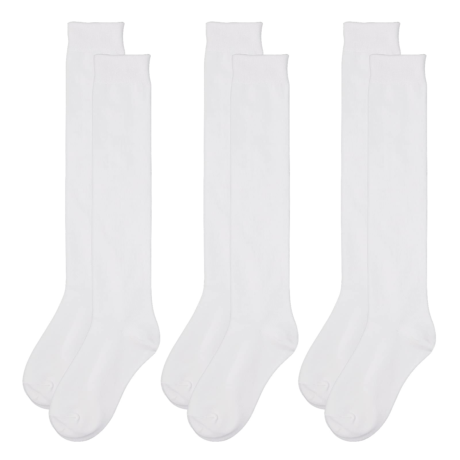 Yolev 3 Pares Calcetines Hasta la Rodilla para Niños Calcetines Largos de Algodón Blanco Calcetines de Uniforme Escolar para Niñas y Niños Calcetines por Encima de la Rodilla