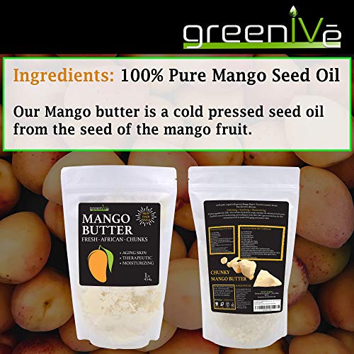GreenIVe - 100% Pure Mango Butter- All Natural - Fresh Sourced - Exclusively on Amazon (1 Pound Crumble)