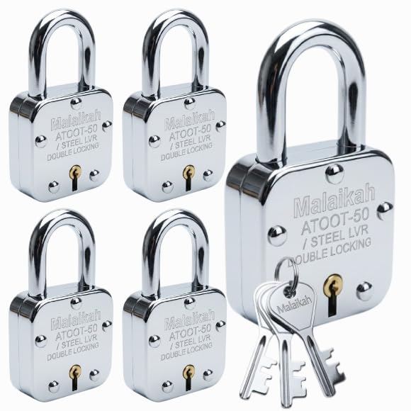 Malaikah | Atoot 50mm High-Security Padlocks (5-Pack) | Perfect for Industrial & Home Security | Professional Grade 7-Lever Mechanism, Weather-Resistant Steel Construction-picture-10