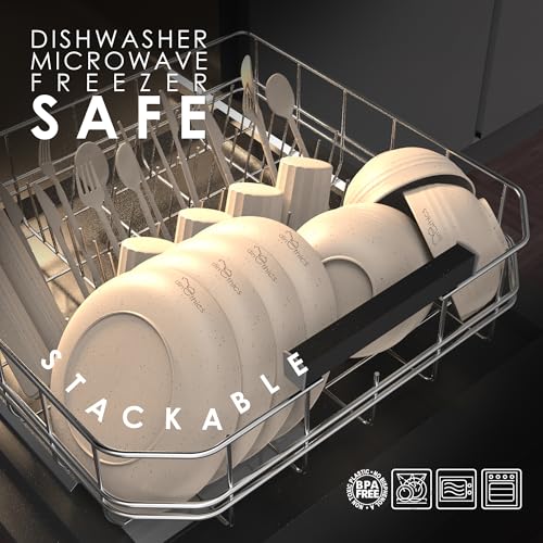 image for DINETHICS Wheat Straw Dinnerware Sets for 4 - Alternate To Plastic Din