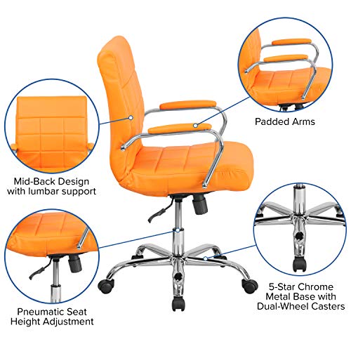 Flash Furniture Mid-Back Orange Vinyl Executive Swivel Office Chair With Chrome Base And Arms #TOP4