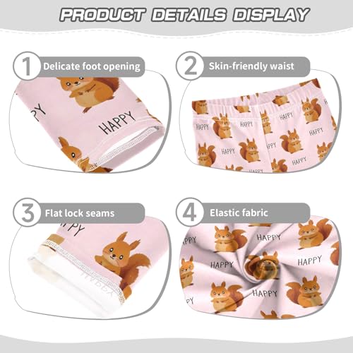 Cute Squirrel Pattern Girls Leggings Soft Comfortable Athletic Leggings Dancing Pants for 4-10 Years3