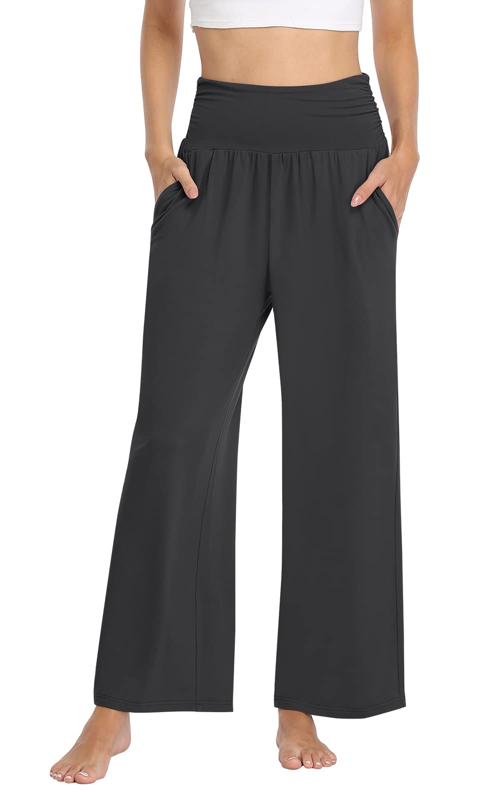 TARSE Womens Wide Leg Pants Casual Loose Yoga Sweatpants Comfy Lounge Pajama Flowy Pants Pockets