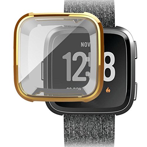 Fitbit Versa Protector, Zolimx Ultra-Delgada de Chapa Blanda TPU Protección Funda de Silicona para Fitbit Versa (Oro)
