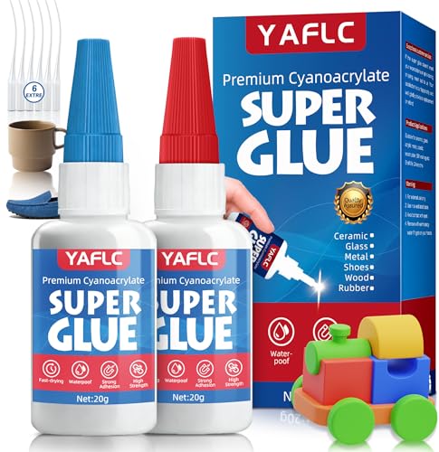 Pegamento Fuerte 40g, Transparente y de Secado Rápido Super Glue, Impermeable Pegamento Fuerte Extrafuerte para Porcelana, Plástico, Zapatos, Vidrio, Madera