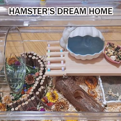 Image of RUIAN Fish Tank Decor & Hamster House, Blue | Multipurpose Aquarium Ornament,Ideal for Aquascaping,Craft Projects,Smooth Ceramic Cave,Conch Shell Shape,Betta Fish Hideout