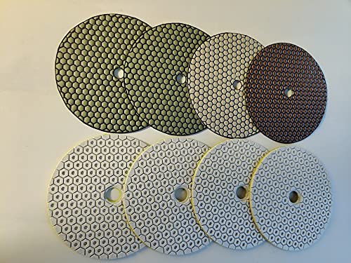 7 Inch Diamond Resin Dry Matte and Wet Polishing Pad 16 Pieces for Granite Marble Concrete Quartz Engineer Stone Ceramic Polish Repair refinishing Floor Tile countertop Surface Edge Renew