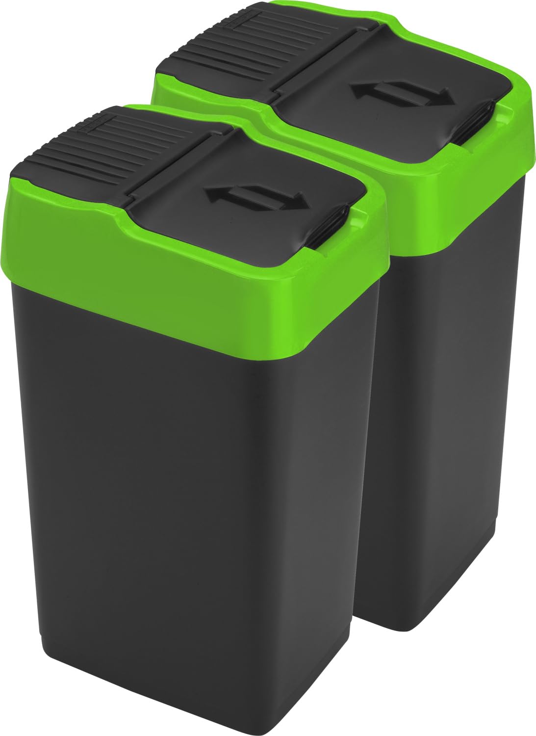 LAVV HOUSEWARES LTD Double Plastic Indoor Recycling Bin with Swing Lid Top Colour Coded (Green, 2 x 18L)