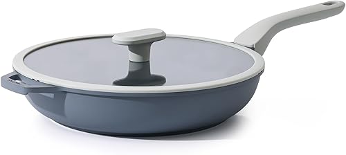 PRICUSIS Sartén antiadherente de cerámica con tapa, 81012 pulgadas, apta para utensilios de metal, libre de ácido perfluorooctanoico (PFOA y PFAS),