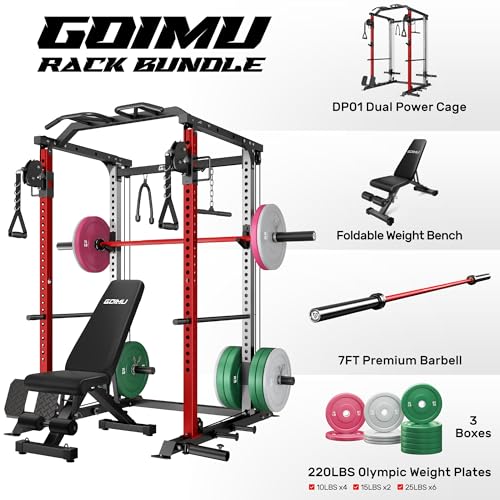 Image of DP01 Power Cage, 2000LBS Squat Rack with Cable Crossover and Dual Independent Pulley System, Full Cage for Full Body Training, Power Rack with More Training Attachments for Home Gym