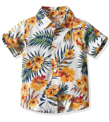 Yanmucy Mens and Boys Hawaiian Shirt Father and Son Matching Beachwear Shirts Boys Button-Down Casual Shirts Summer Clothes
