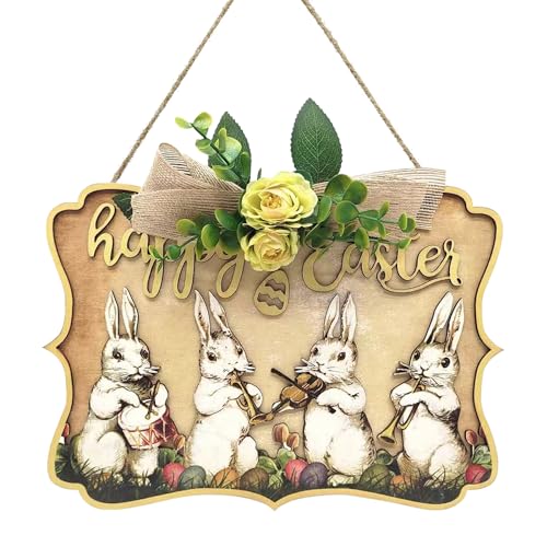 Happy-Easter-Wooden-Hanging-Sign-Cute-Bunny-Playing-Instruments-Welcome-Sign-Door-Decoration-Rustic-Easter-Sign-with-Yellow-Flowers-Ribbons-for-Easter-Spring-Holiday-Home-Coffee-Shop-Store Happy Easter Wooden Hanging Sign Cute Bunny Playing Instruments Welcome Sign Door Decoration Rustic Easter Sign with Yellow Flowers Ribbons for Easter Spring Holiday Home Coffee Shop Store