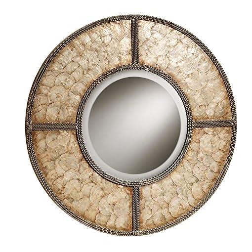 Touch of Class Capiz Shell Round Wall Mirror Gold