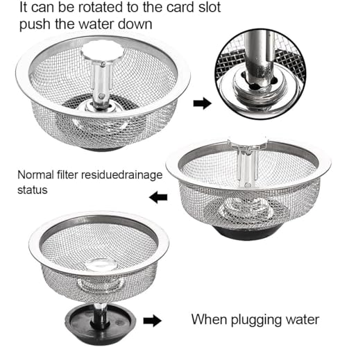 Colador para fregadero con mango y tapón de acero inoxidable miniatura 3