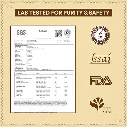 Image of BAROSI A2 Desi Cow Ghee 1 Litre | Traditional Bilona Method | Curd Churned Danedar Ghee | Lab Tested | Grass-Fed Desi Cow | Pure, Natural, Aromatic | Shudh Cow Ghee | Glass Jar(1000ml)