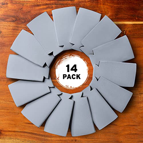 Image of Slim Can Cooler Sleeves (14-Pack) Soft Insulated Slim Can Koolie for White Claw Seltzer & Slim Beer - HTV Blanks for Vinyl Projects - Skinny Can Koolies Bulk - Tall Can Coolies for Slim Cans (Grey)