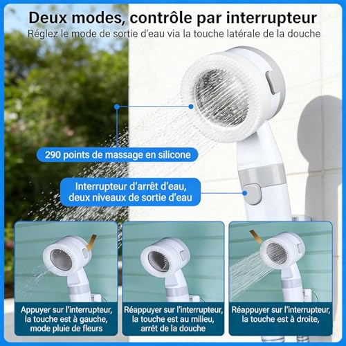 Douche portable à débit réglable et kit de douche USB Cozidia - 8