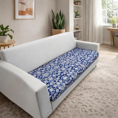 Image of Homerz Premium 7 (3+2+2) Seater Velvet Sofa Panel Cover with Digital Prints | Anti-Slip Backing (Nawab, 7 (3+2+2) Seater)