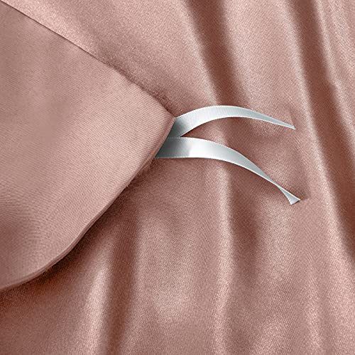 P Pothuiny 5 Pieces Satin Duvet Cover California King Size, Luxury Silky Like Champagne Duvet Cover Bedding Set With Zipper Closure, 1 Duvet Cover + 4 Pillow Cases (No Comforter) #TOP4