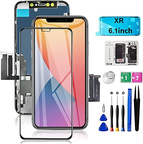 Mobkitfp for iPhone XR Screen Replacement, 6.1 inch LCD Display Screen with Face ID Frame Assembly for A1984, A2105, A2106, A2108 with Rapair Tools+Adhesive Strips+Screen Protector