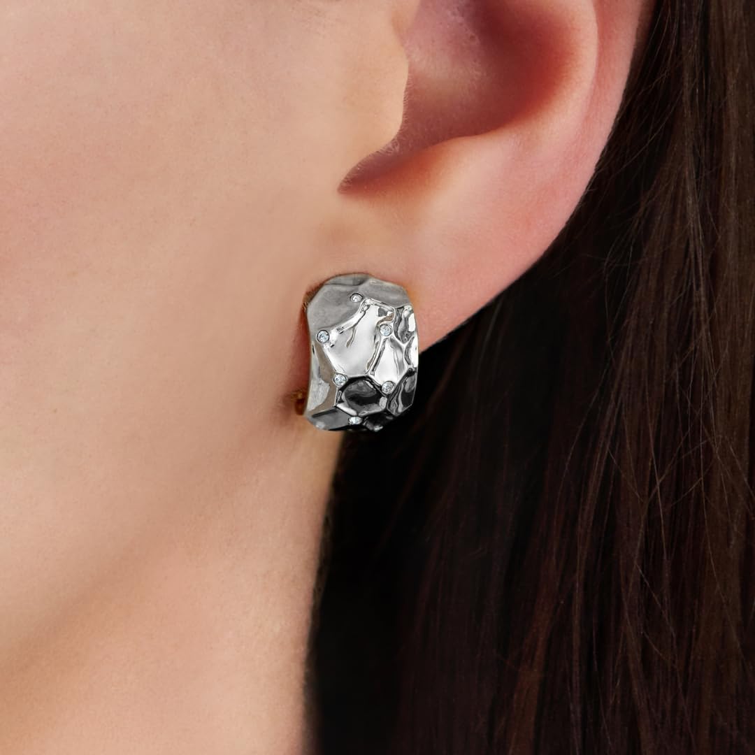 Traveller Ohrclips - Damen - Silberfarben - Kristalle - Wabenstruktur - Platiniert - 20x10mm - 157823