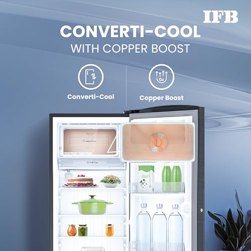 Image of IFB 206 L 4 Star Direct-Cool Single Door Refrigerator with Advanced Inverter Compressor, Converti-Cool, Copper Boost, Digital Display (Metal Black, Advance-Cool Plus IFBDC-2324IKSU)