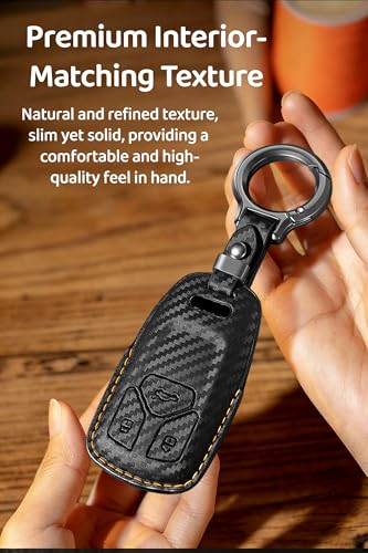 Coque de clé Audi à 3 boutons, étui cuir Keyless haute précision orange