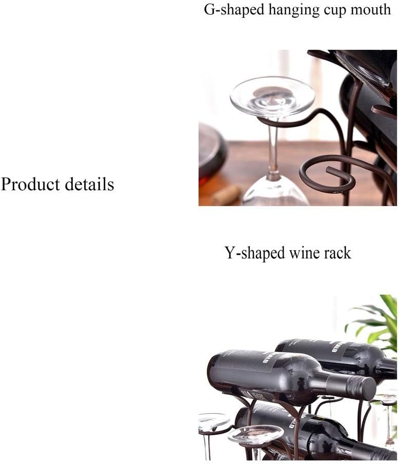 Wine Rack Tabletop 4 Bottles Staggered Wine Holder with 4 Wine Glasses Holder Freestanding Brackets Countertop Wine Display Frame for Home Decoration Wine Racks Free Standing