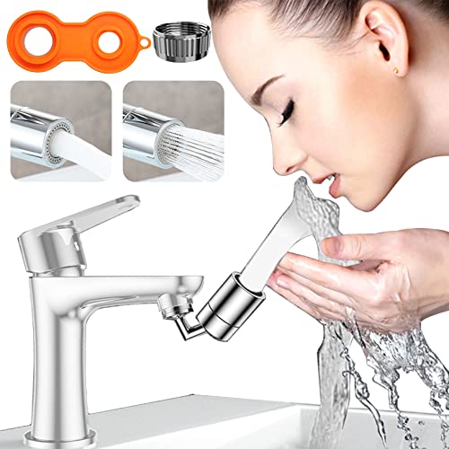 Aérateur Embout Mousseur Robinet, Roscid Brise Jet Robinet Economiseur Filtre 2 Modes Réglable Plongateur Robinet Pivotant 720° Embout de Robinet en Alliage, pour Robinet avec M22 M24 Filetage