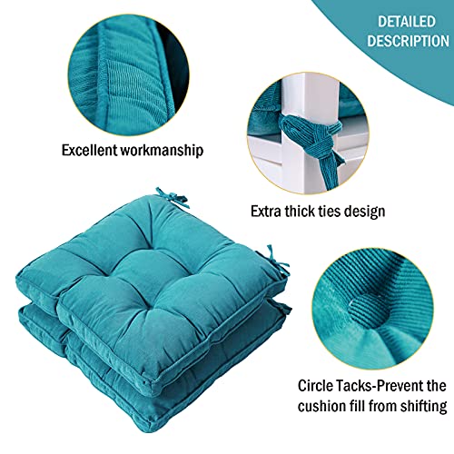 Furlide Chair Pads With Ties Indoor Outdoor Cushions 18 X 18 Inch For Dining Chairs Set Of 2, Square Blue #TOP3
