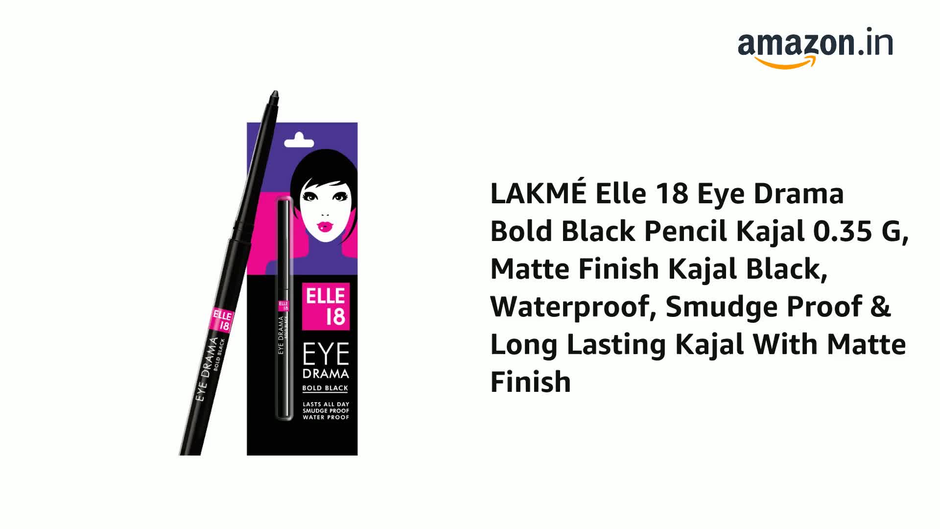 ELLE 18 EYE DRAMA ペンシルアイライナー BOLD BLACK Buy Elle 18 Eye Drama Kajal, Bold Black, 0.35g And Lakme
