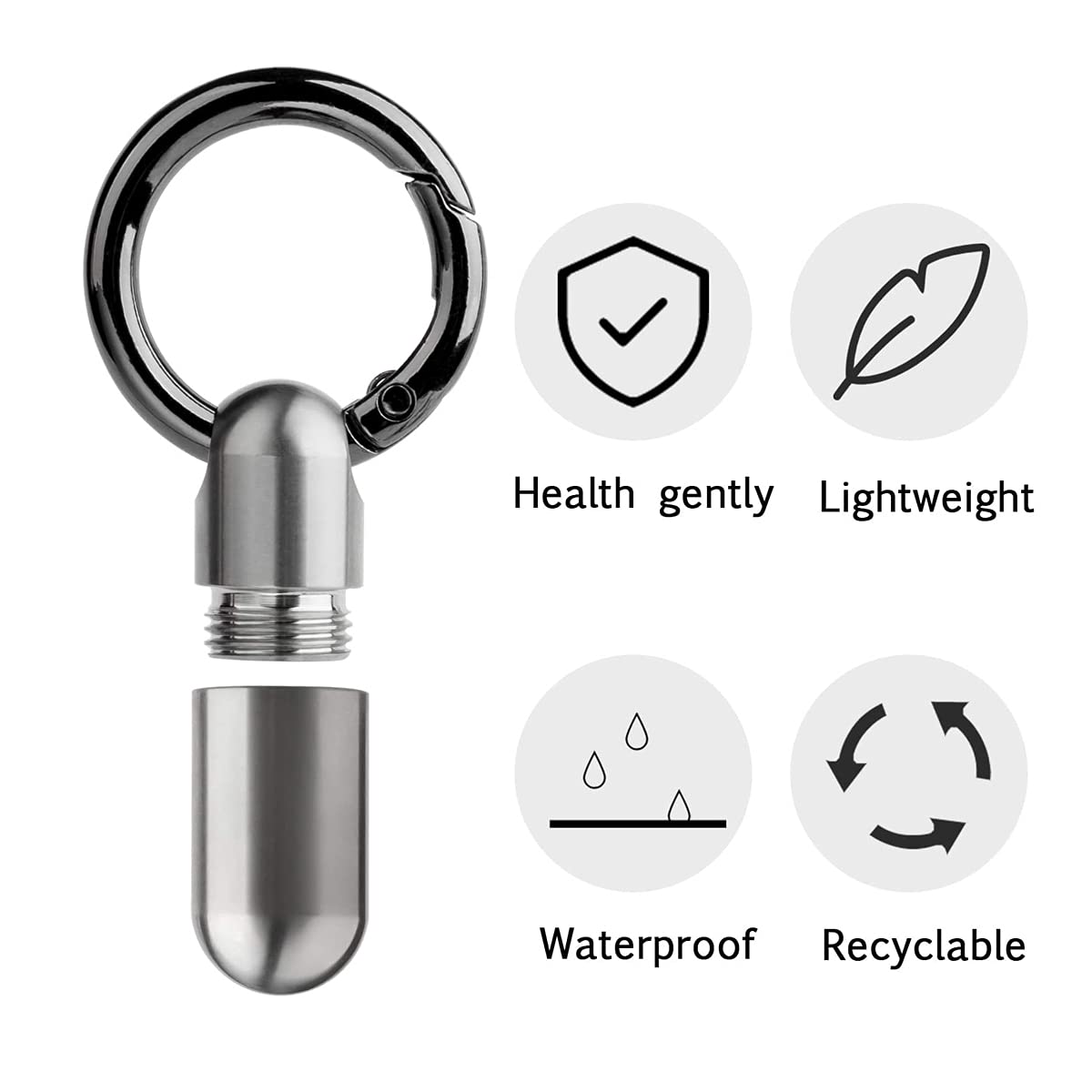 Portapillole Titanio Mini Portachiavi Portapillole Piccolo Impermeabile Tascabile Giornaliero Elegante Portatile bottiglia di pillola contenitore per campeggio, viaggio,2pack