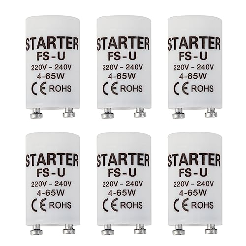 IBEIKE Fluorescent Light Starter Switches - 6 Pcs 4-65w/220-240V Starters for Fluorescent Tubes Lamps for Fluorescent Tube Strip Light Starter for Fluorescent Lights