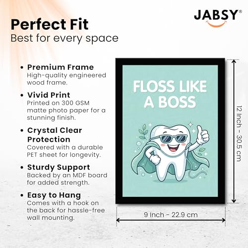 Image of JABSY Dentist Dental Gift Quote Frame Doctor Hospital Health Medical Wall Decor Poster Framed Gift (12X9 Inch Frame)