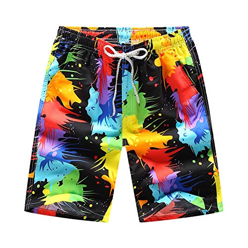 Pantalones Cortos para Hombre de Playa Personalizadas Coincidencia de Colores Suelto Casuales Vacaciones en la Playa Surf Deportivo Casual Cortos de Verano para Hombres MMUJERY