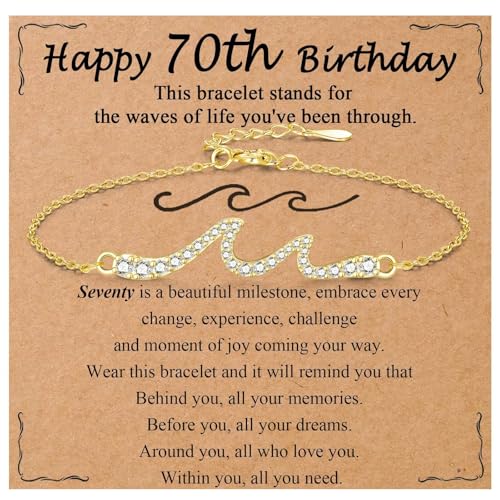 OAVOOK 70th Birthday Gifts for Women Wave Bracelet 70 Years Old Jewelry Decoration for mom, Grandma, Wife, Mother-In-Law