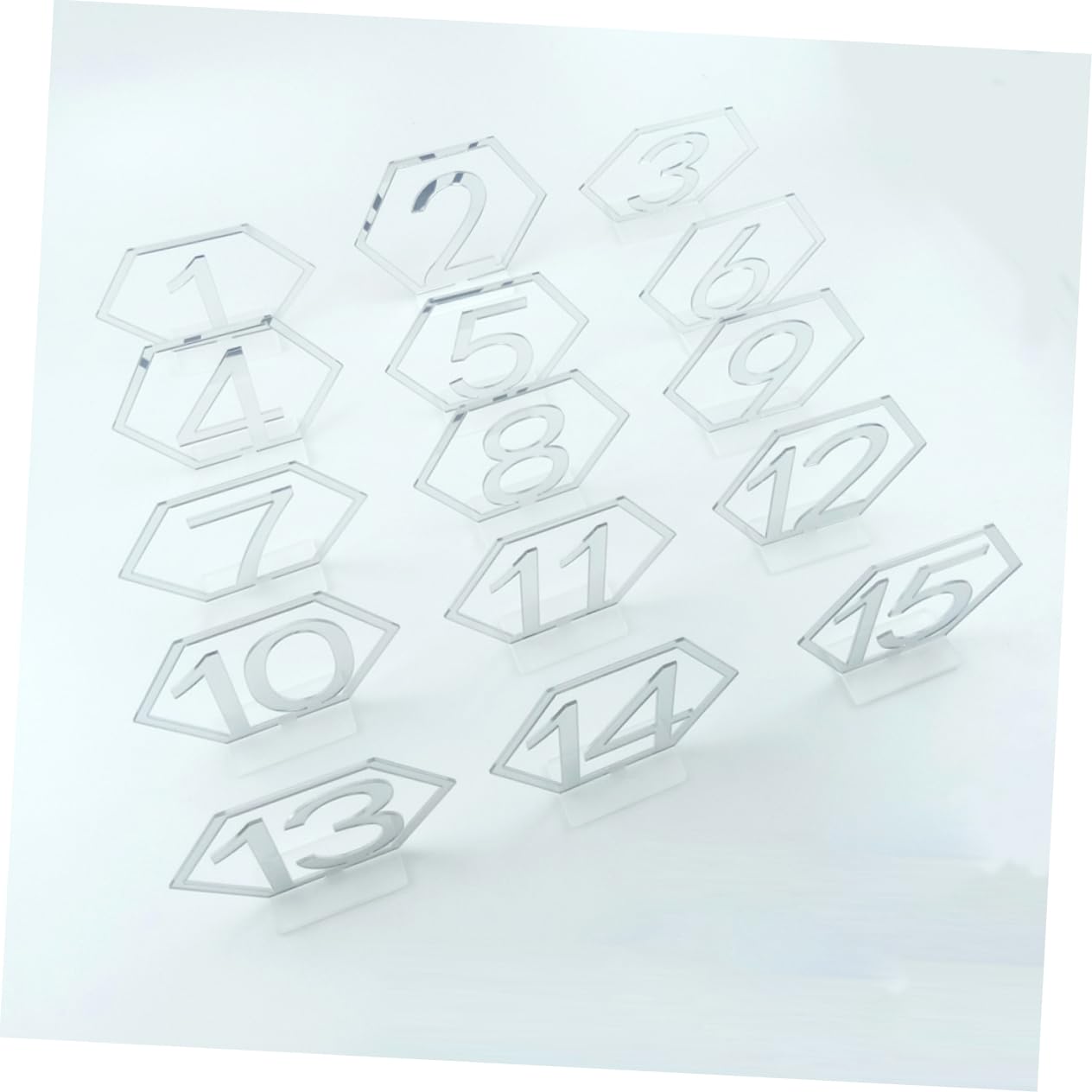 Alipis 1Set Hollow Table Numbers Decor Elegant Hexagonal Acrylic Cards for Wedding Banquet Catering Unique Table Number Signs Silver for Stylish Reception Centerpieces