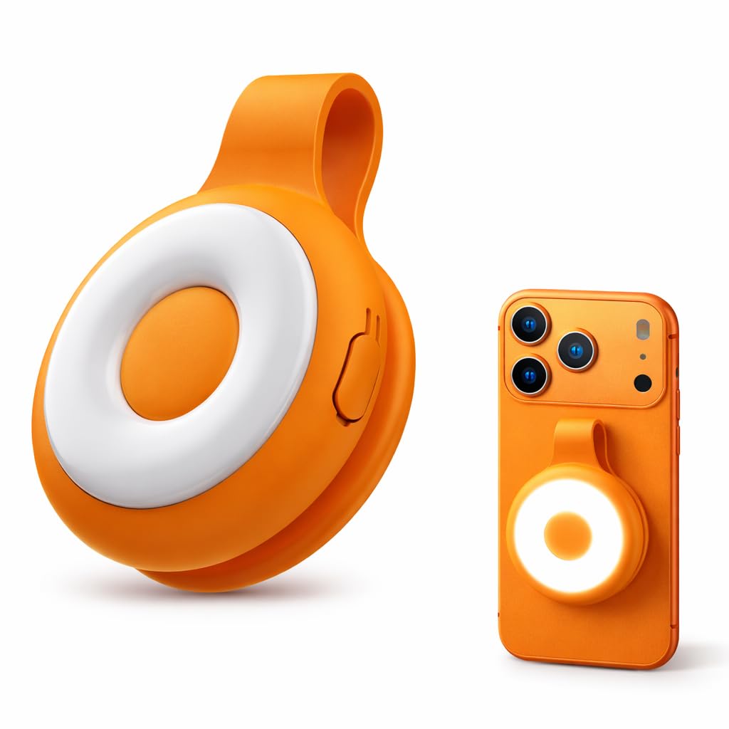 7Seas Portable Magnetic LED Fill Light for Smartphone, 5 Brightness Ring Light with 500mAh Type-C Charging, Mini ABS Silicone Camera Light for Selfies, Food Photos, Videos & Night Shooting