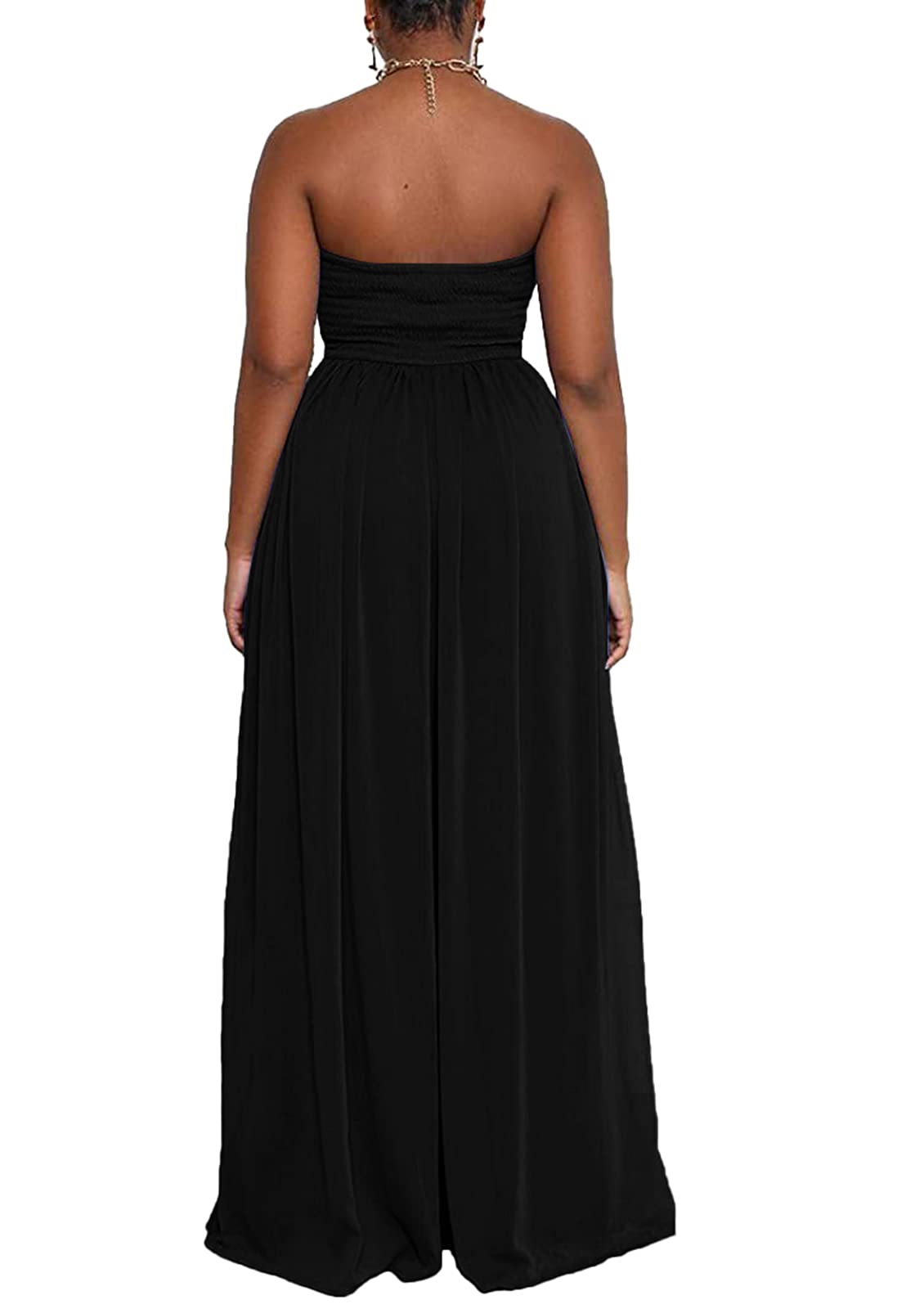 Ophestin Combinaison décontractée pour femme avec cordon de serrage et épaules dénudées - noir - XX-Large