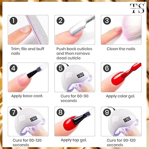 Image of THR3E STROKES Professional UV Gel Nail Polish, HEMA-FREE Lasts Upto 21 Days, Super Glossy Finish, Non-Chipping, Non-Smudging, Quick Drying Nail Polish,15 ml (49, 15ML)