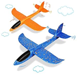 VCOSTORE Styroporflieger Flugzeug Styropor Kinder – 2 Stück Flugzeug Spielzeug Groß Segelflugzeug Wurfgleiter Flieger…