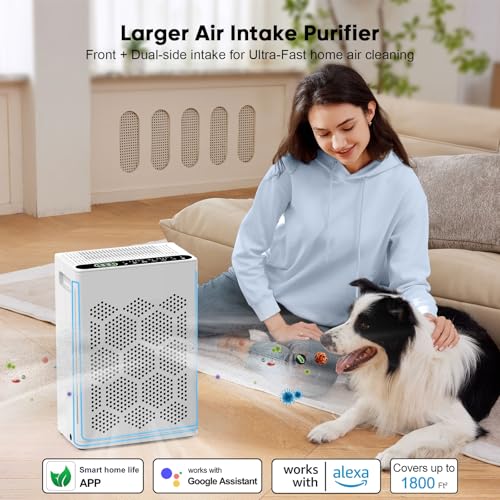 Image of DAYETTE Air Purifiers for Home Large Room Up to 1800 Ft with Fragrance, Smart WiFi Alexa Control,Auto Mode, HEPA 14 Air Purifier with Washable Prefilter for Bedroom, Dorm Room, Pets, Office