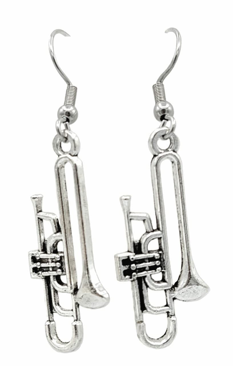 Musical Slide Trombone 32x14mm Silver alloy charm